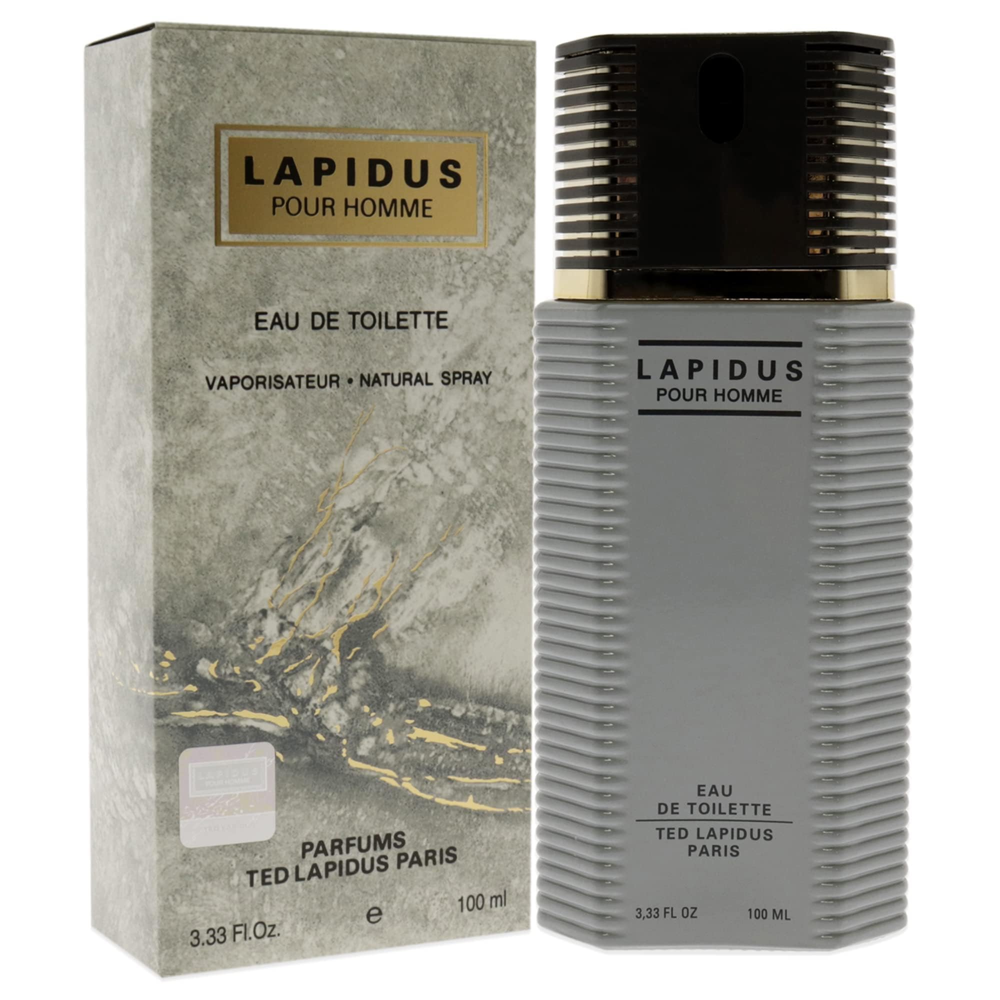 Ted Lapidus Lapidus EDT daily-use bottle on vanity for easy access.