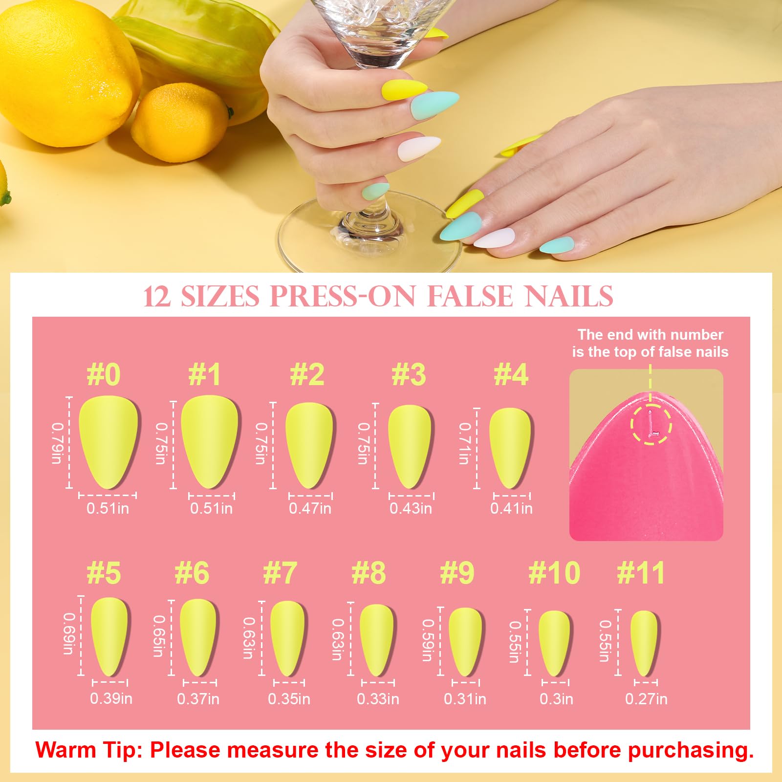 Teenitor 24-pack almond nails color variety ready to match outfits