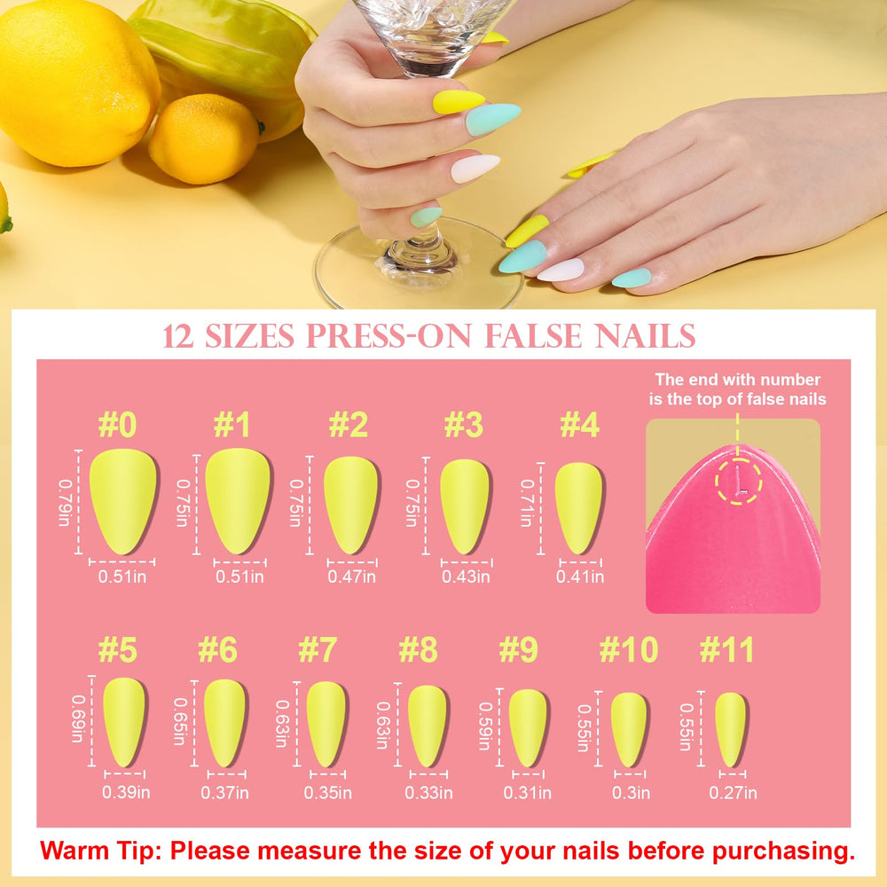Teenitor 24-pack almond nails color variety ready to match outfits