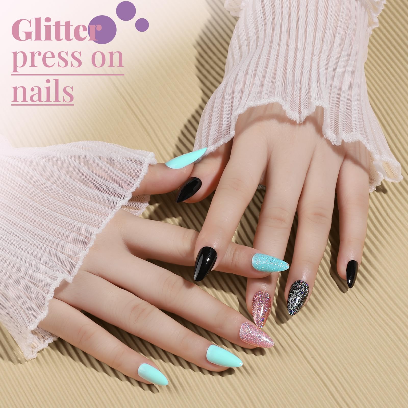 Teenitor almond press-on nails kit tools for quick DIY manicures.