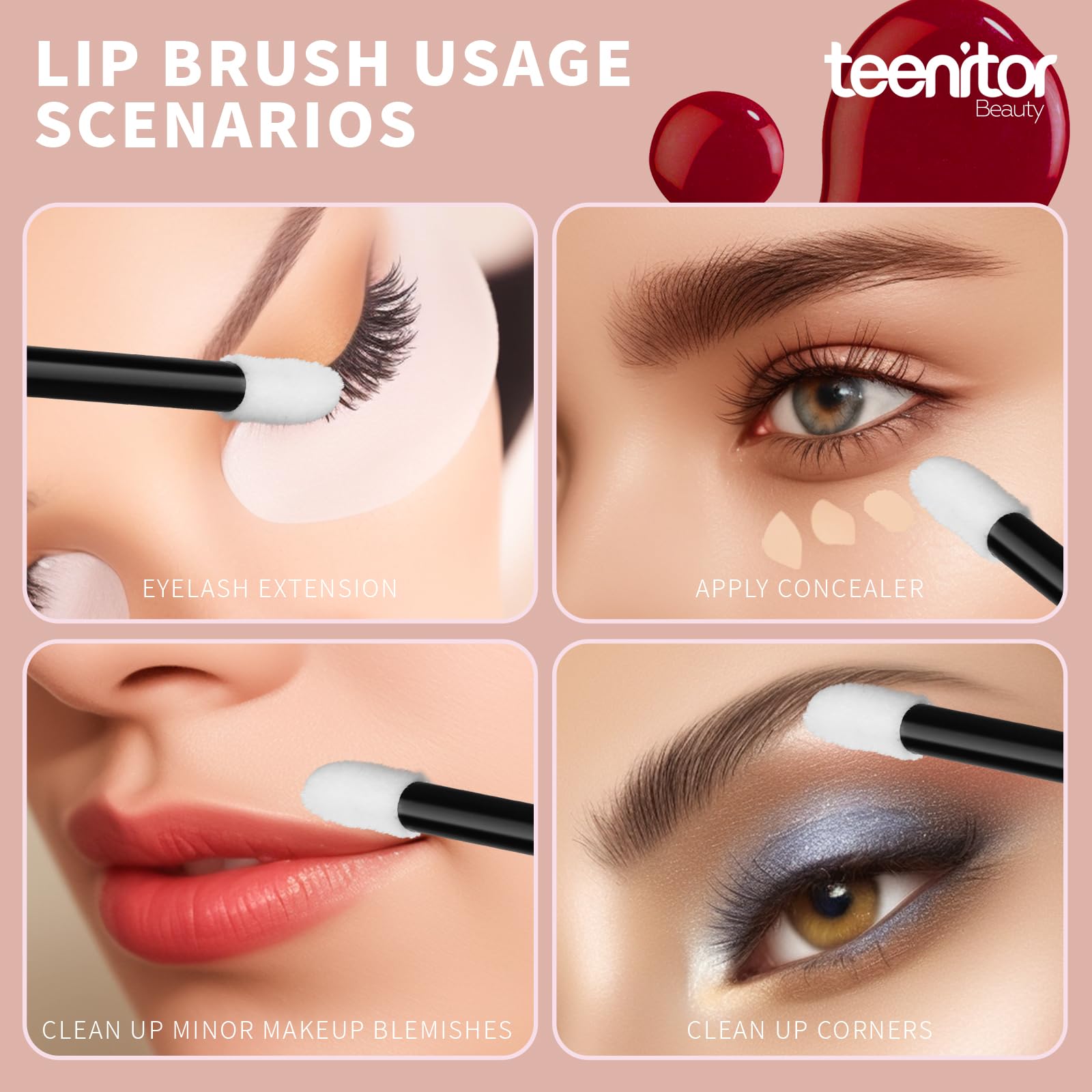 Teenitor doe-head tip design helps accurate lip makeup application