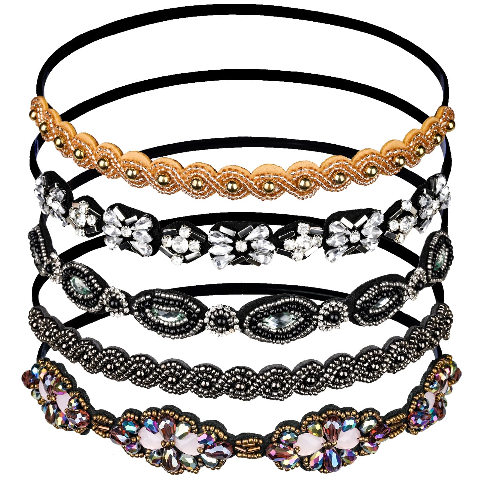 Teenitor elastic beaded headbands set for stylish daily wear.