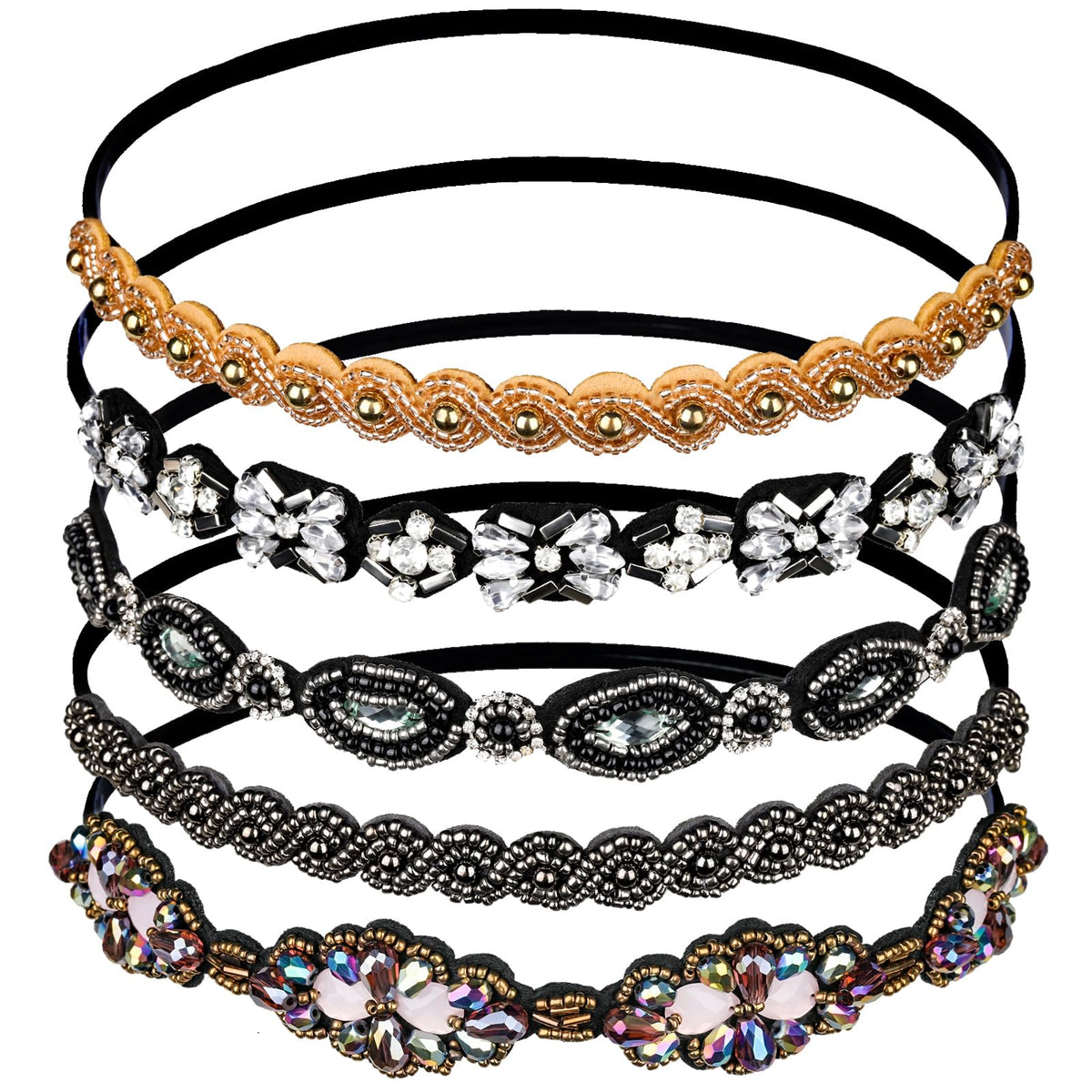 Teenitor elastic beaded headbands set for stylish daily wear.