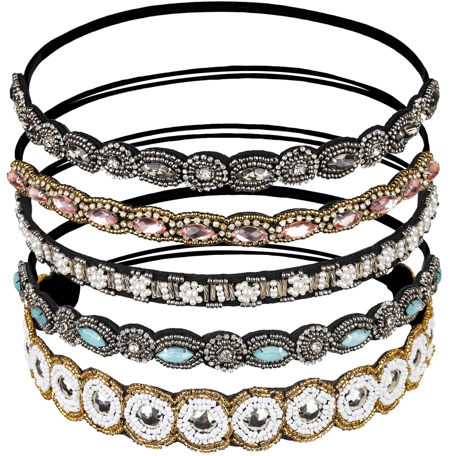 Teenitor hairband rhinestone beads closeup for glamorous evening wear