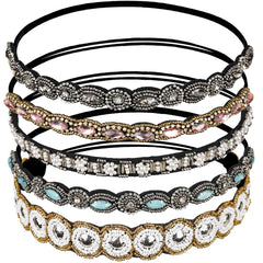 Teenitor hairband rhinestone beads closeup for glamorous evening wear