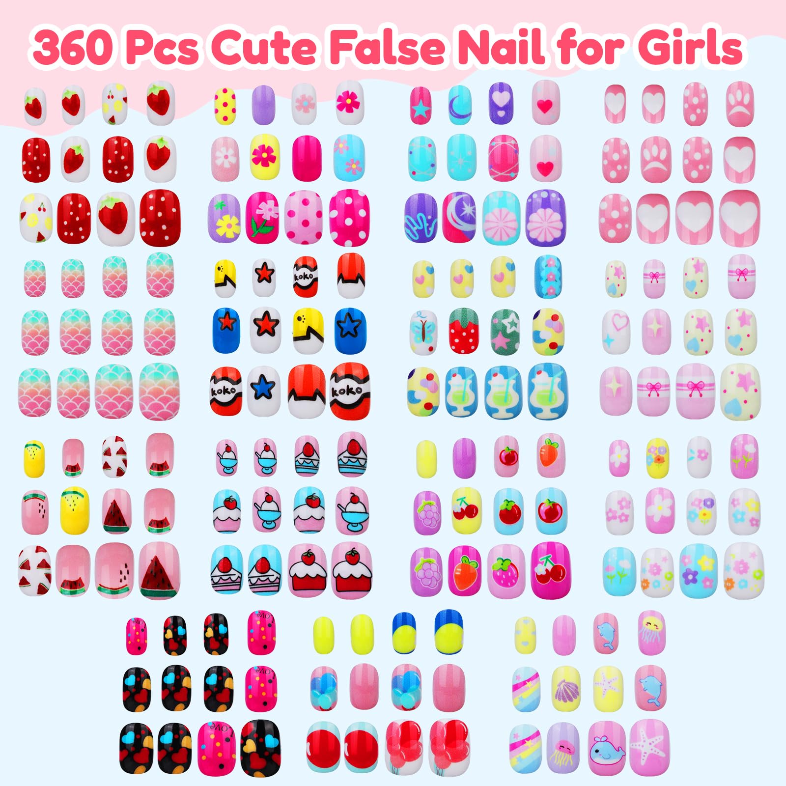 Teenitor kids press on nails peel-and-stick tabs for fast, mess-free bonding
