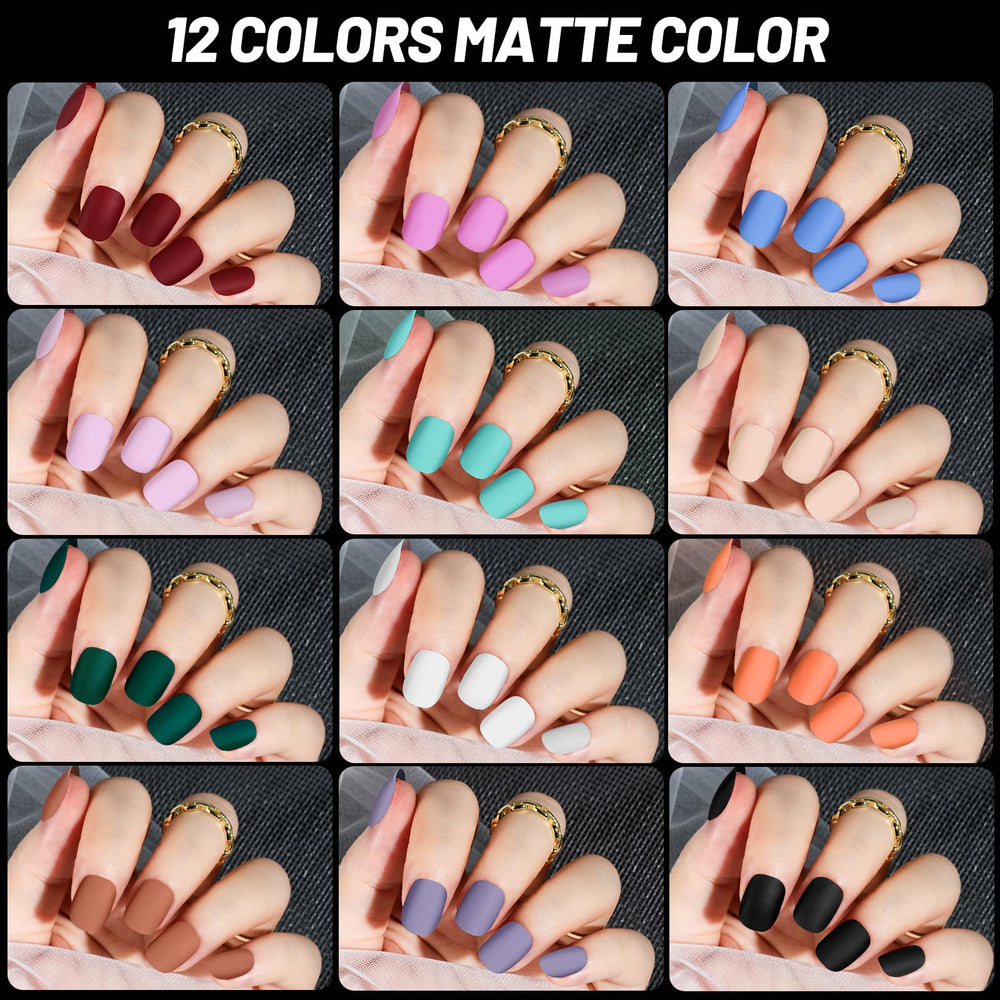 Teenitor matte press-on nails in 12 colors for trendy matte finish.