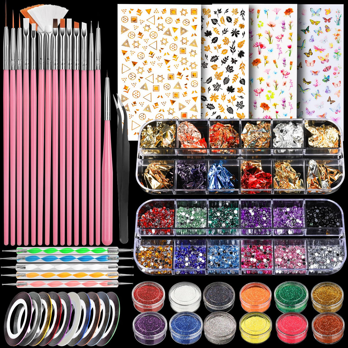 Teenitor nail art brush-pen-set enables precise lines and smooth color.