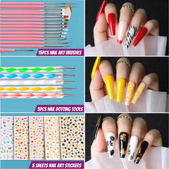Teenitor nail-art brushes and dotting pens ready for precise detailing.
