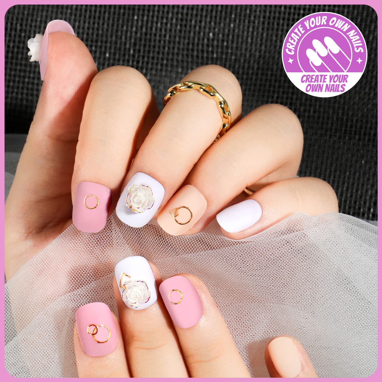 Teenitor nail art stickers and charms pack, expands DIY nail design possibilities.