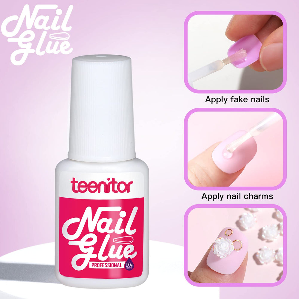 Teenitor 7g brush-on nail glue, strong hold for durable wear.