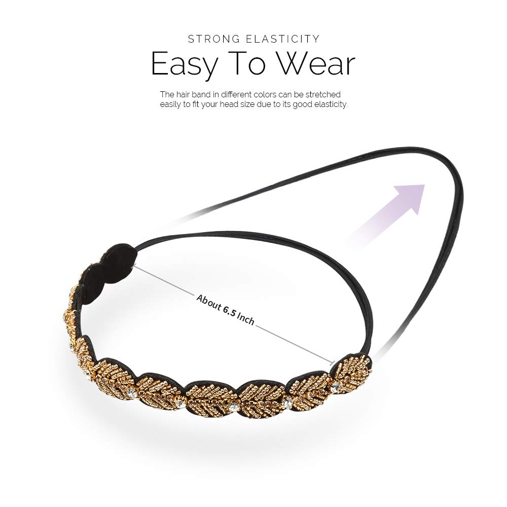 Teenitor no-slip rhinestone headband design keeps hair neatly in place.