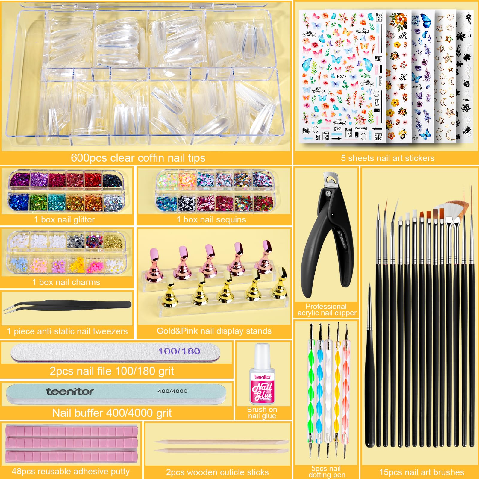 Teenitor nail-stands with putty: stable display for precise nail art practice.