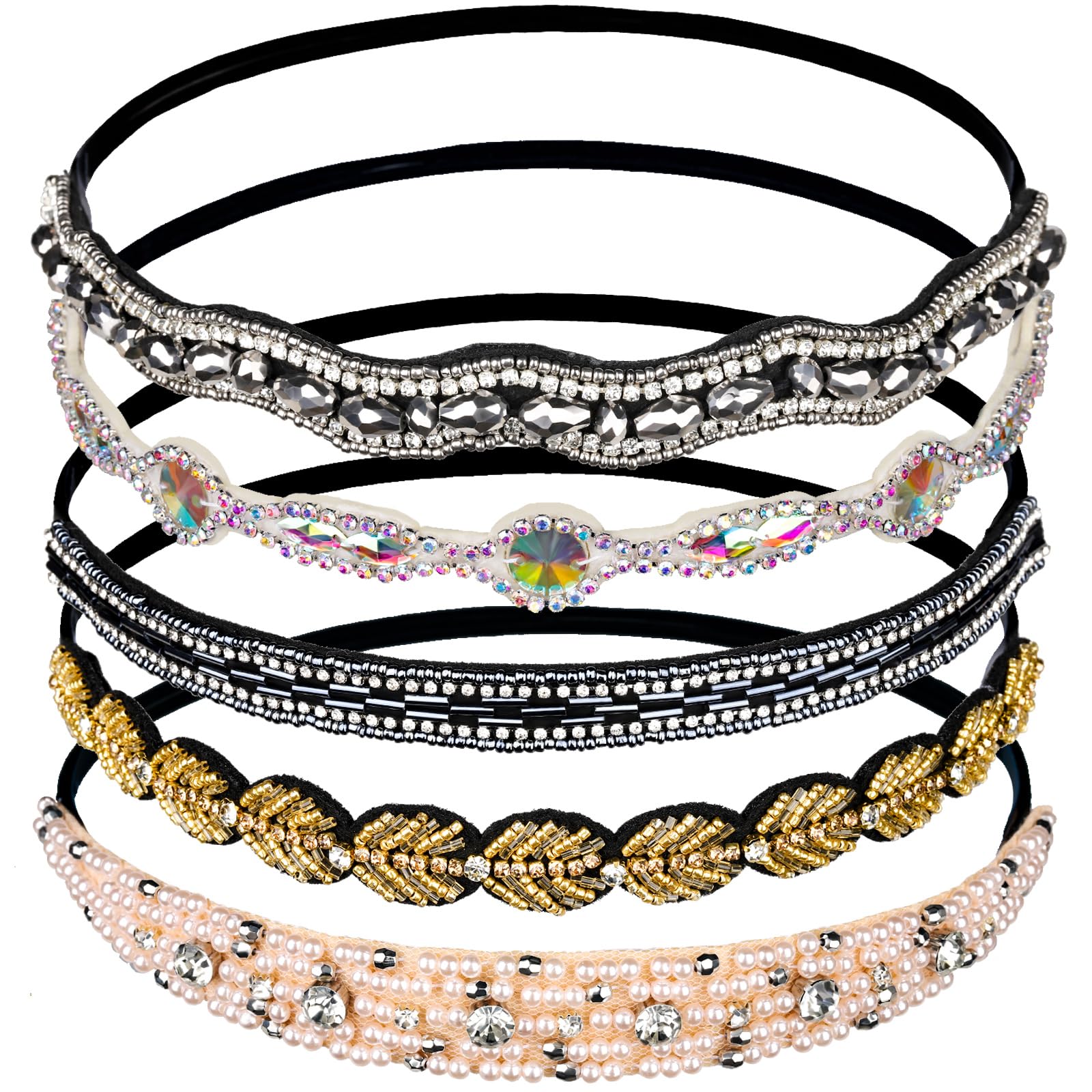 Teenitor rhinestone beaded headbands set adds glamorous sparkle to outfits.