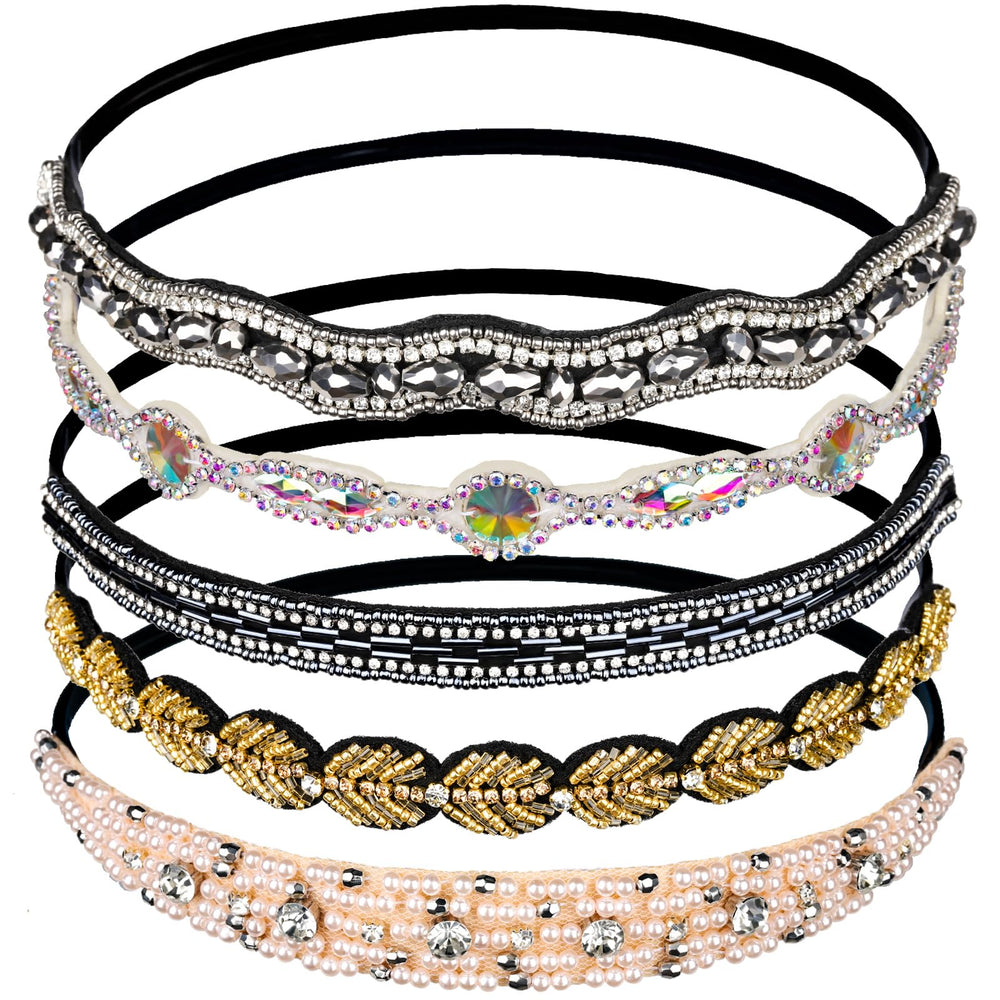 Teenitor rhinestone beaded headbands set adds glamorous sparkle to outfits.