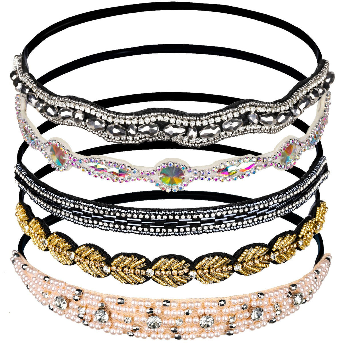 Teenitor rhinestone beaded headbands set adds glamorous sparkle to outfits.