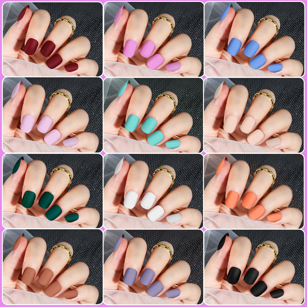 Teenitor short round nails closeup, slim finger illusion enhancing nail beds.