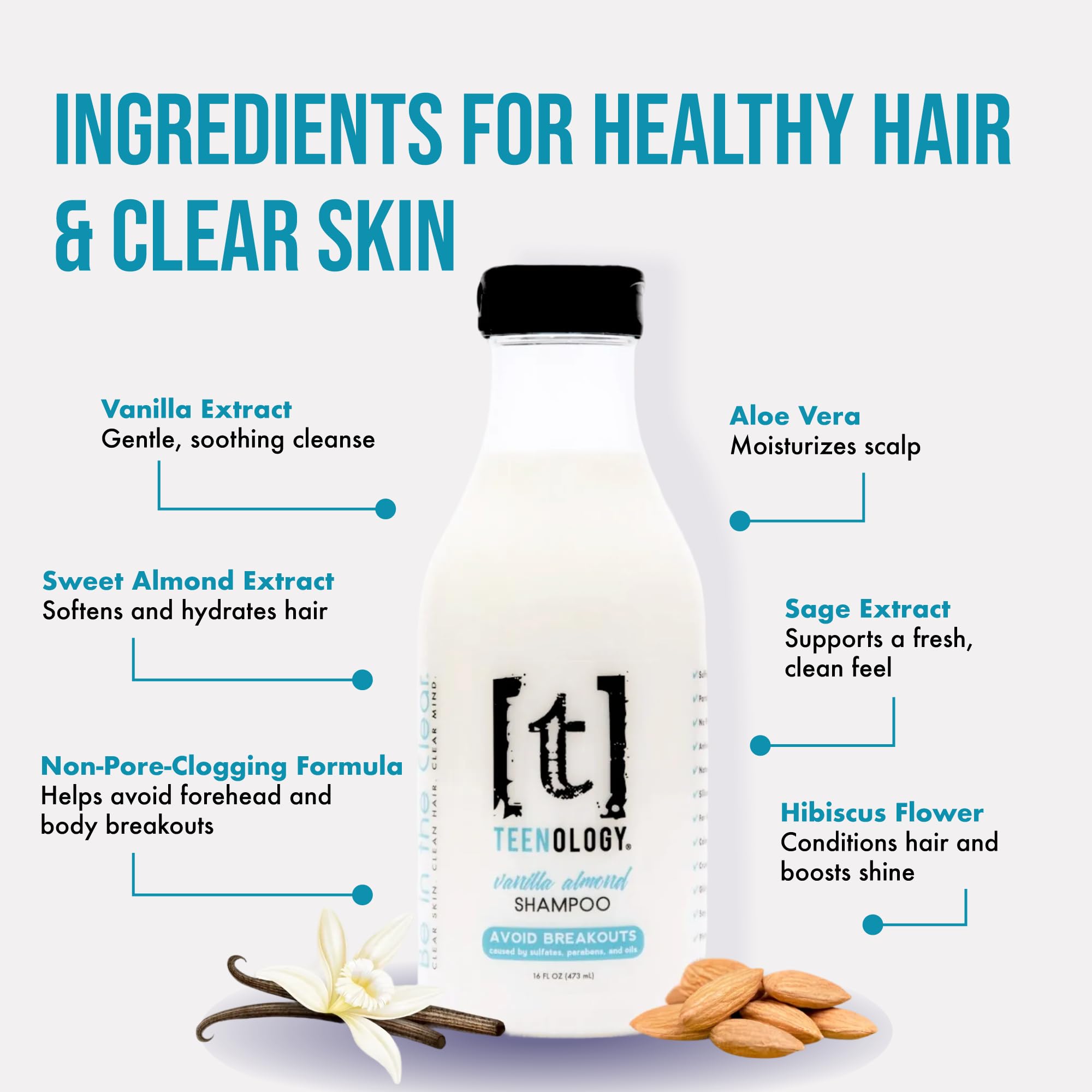 Teenology ingredients aloe sage vanilla-bean highlight natural extracts nourishing hair