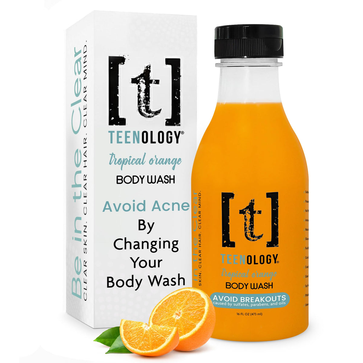 Teenology Teen Body Wash tropical orange bottle for daily refreshing cleanse