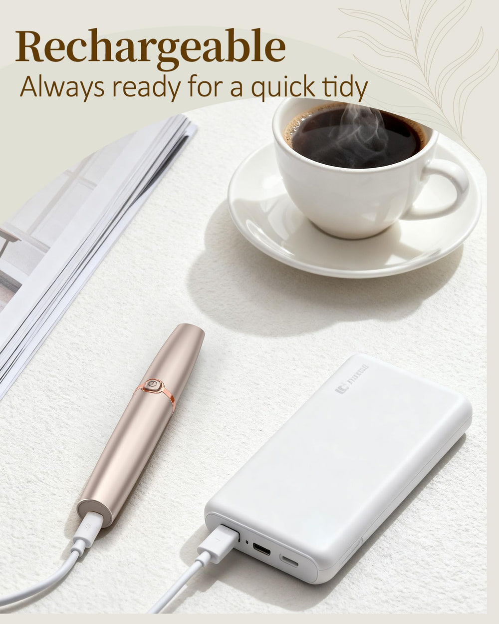 TeethBliss eyebrow trimmer compact size fits in a cosmetic bag for on-the-go grooming.