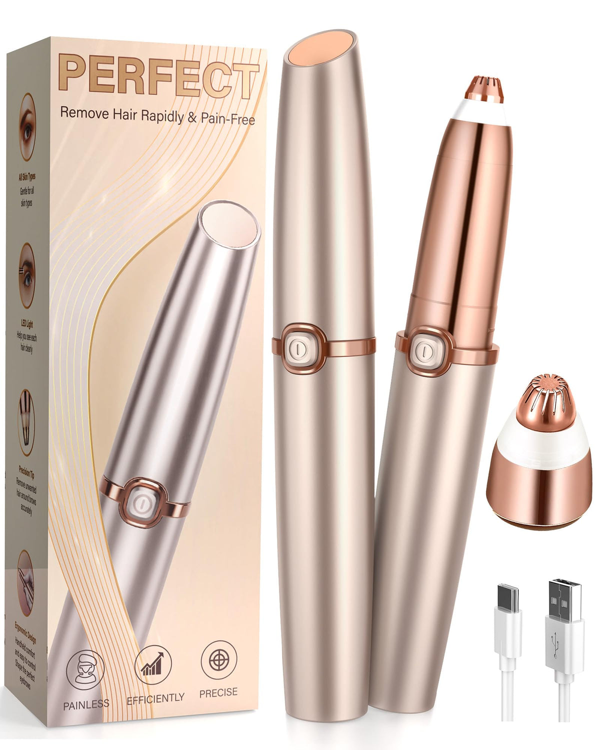 TeethBliss eyebrow trimmer with rose-gold design offers precise brow shaping and a stylish finish.