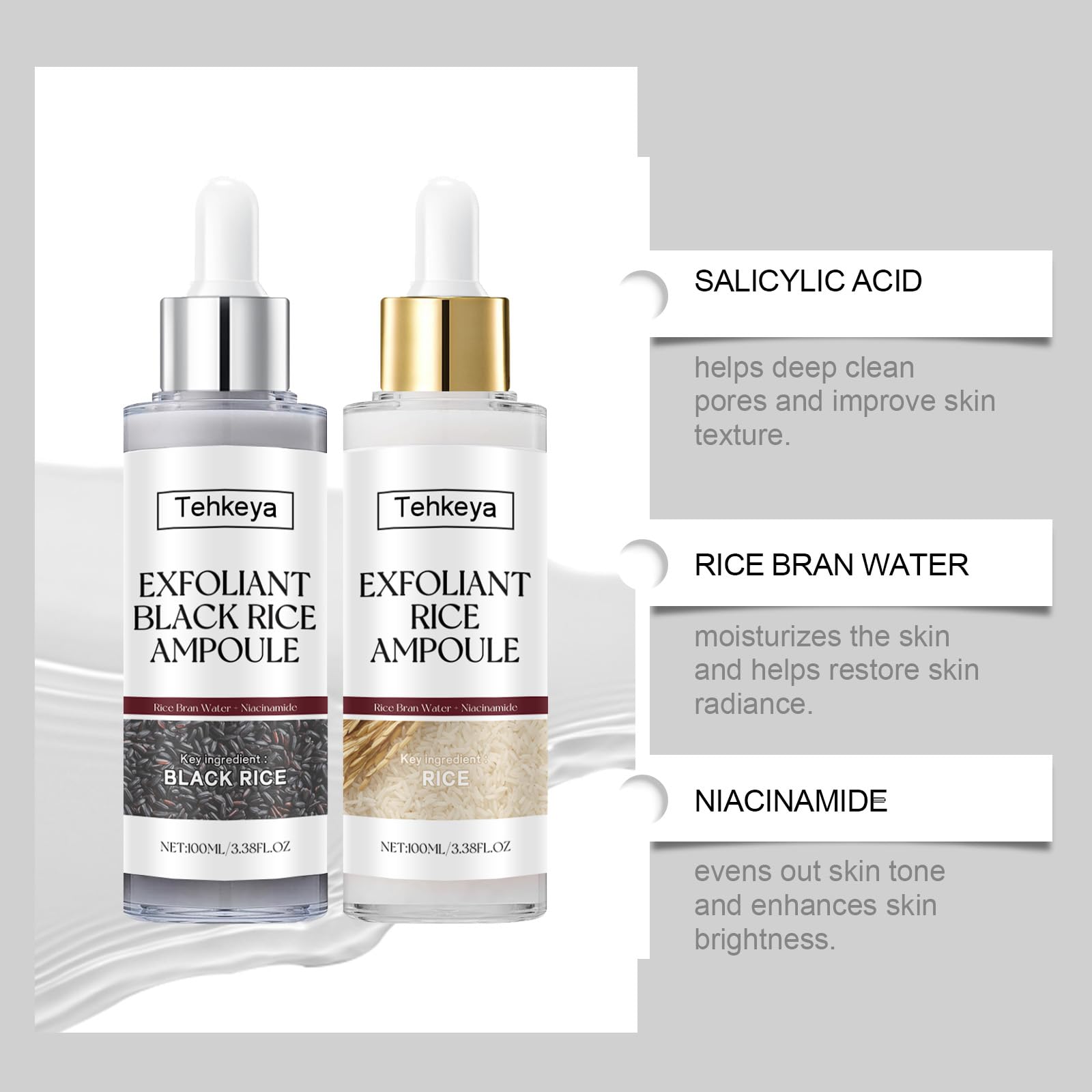 Tehkeya Rice Ampoule application pump demonstrates easy daily use.
