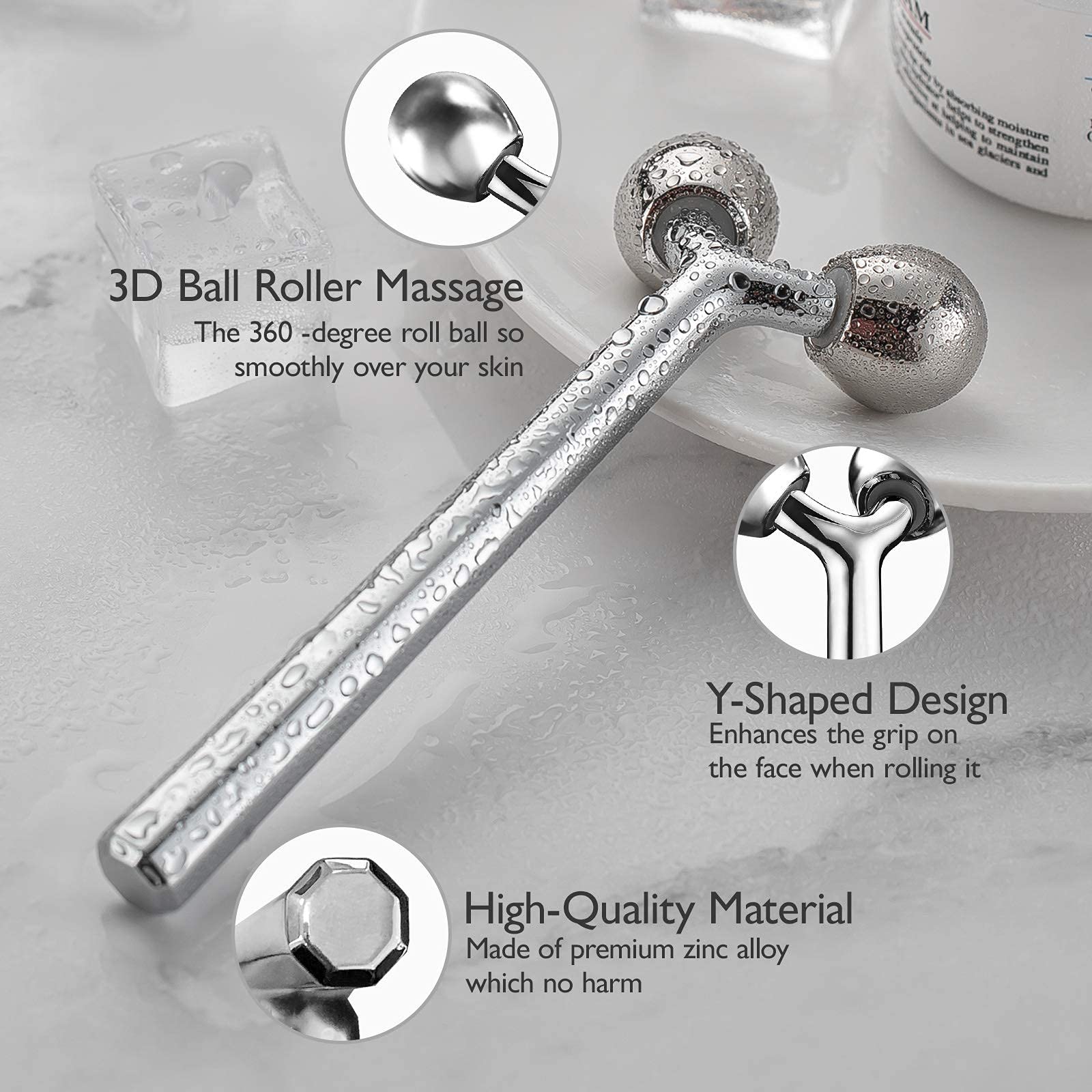Tekson Faical Roller Massager near the under-eye area delivers cooling feel for refreshed look