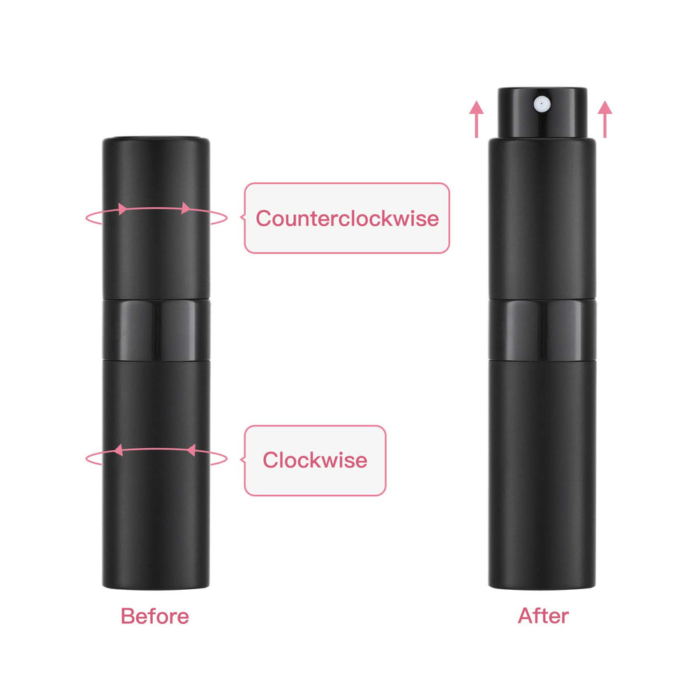 Tekson travel perfume atomizer pink highlights stylish cap-free design for easy spraying.