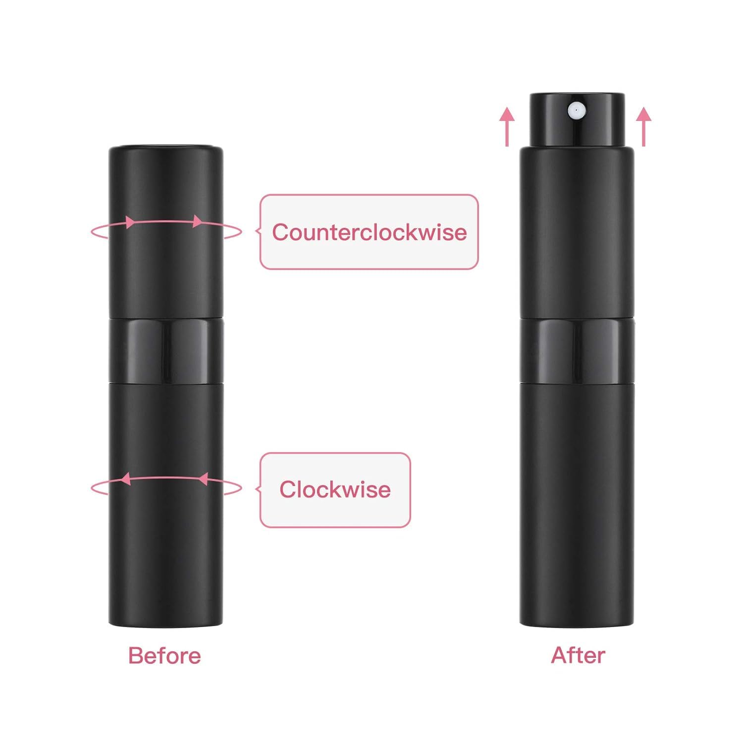 Tekson pink travel perfume atomizer 8ml offers color variety and convenience.