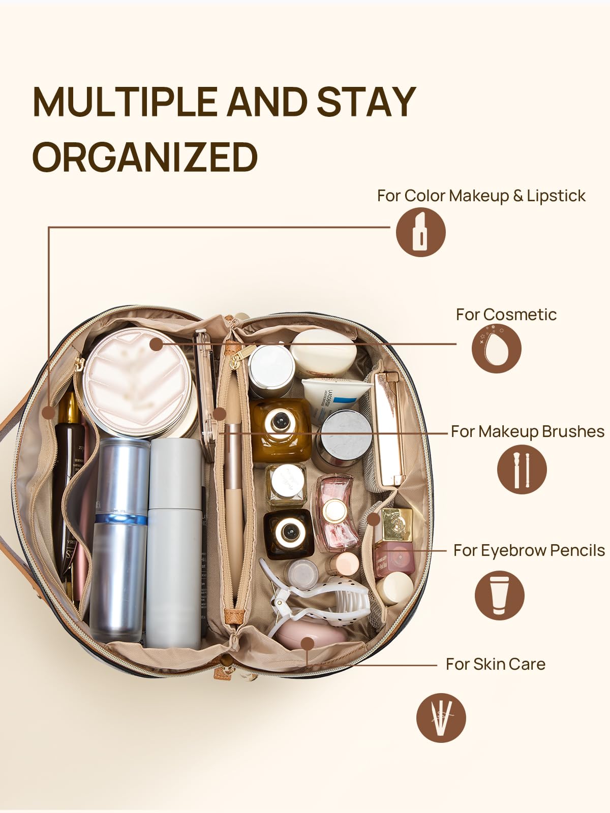 Telena Leather Make Up Bag divider helps separate products