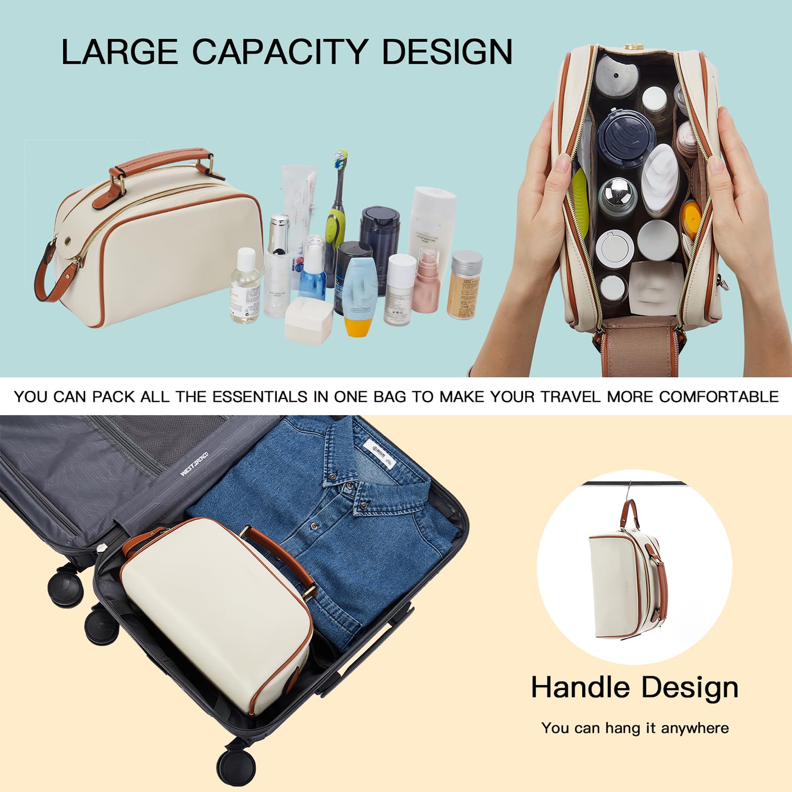 Telena travel bag in action at gym showers demonstrates quick interior access