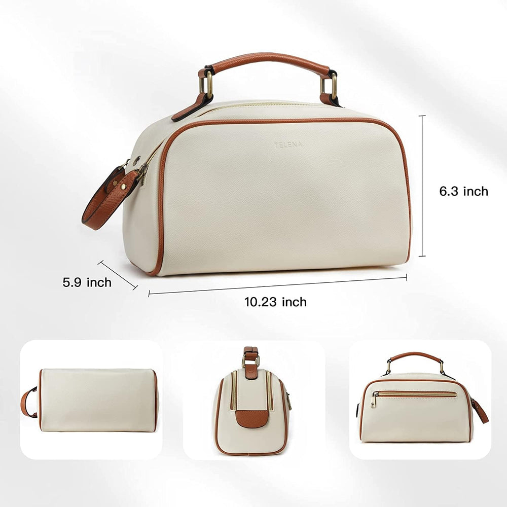 Telena travel toiletry bag double zipper keeps contents secure and organized