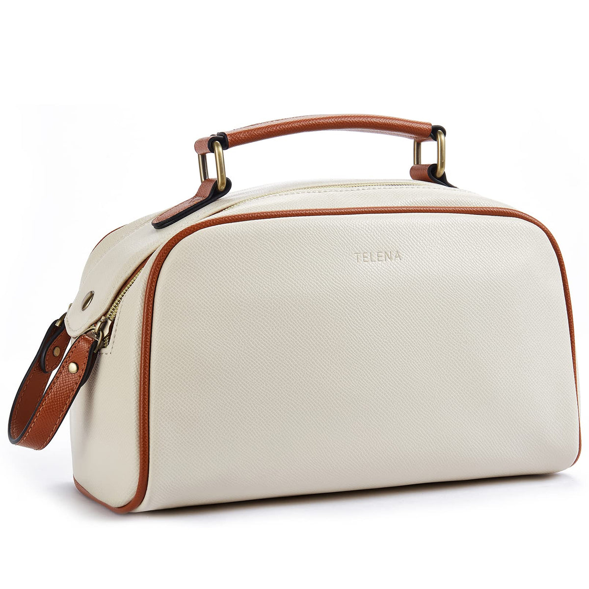 Telena travel toiletry bag waterproof PU leather exterior protects cosmetics on the go