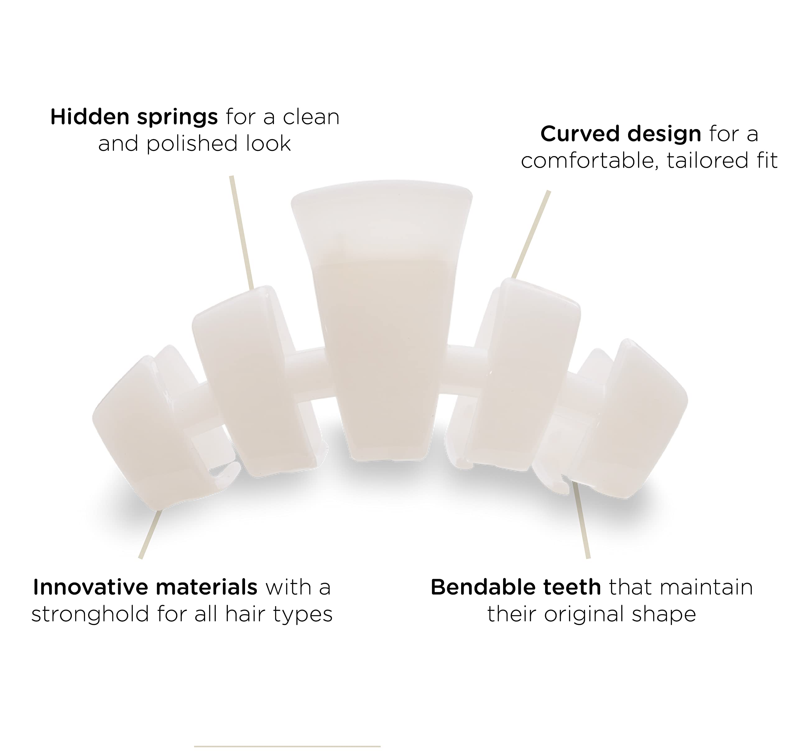 Teleties coconut white hair clip on shows versatile styling across all textures and lengths.