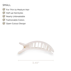 Teleties coconut white clip demonstrates strong grip during yoga and lounging.