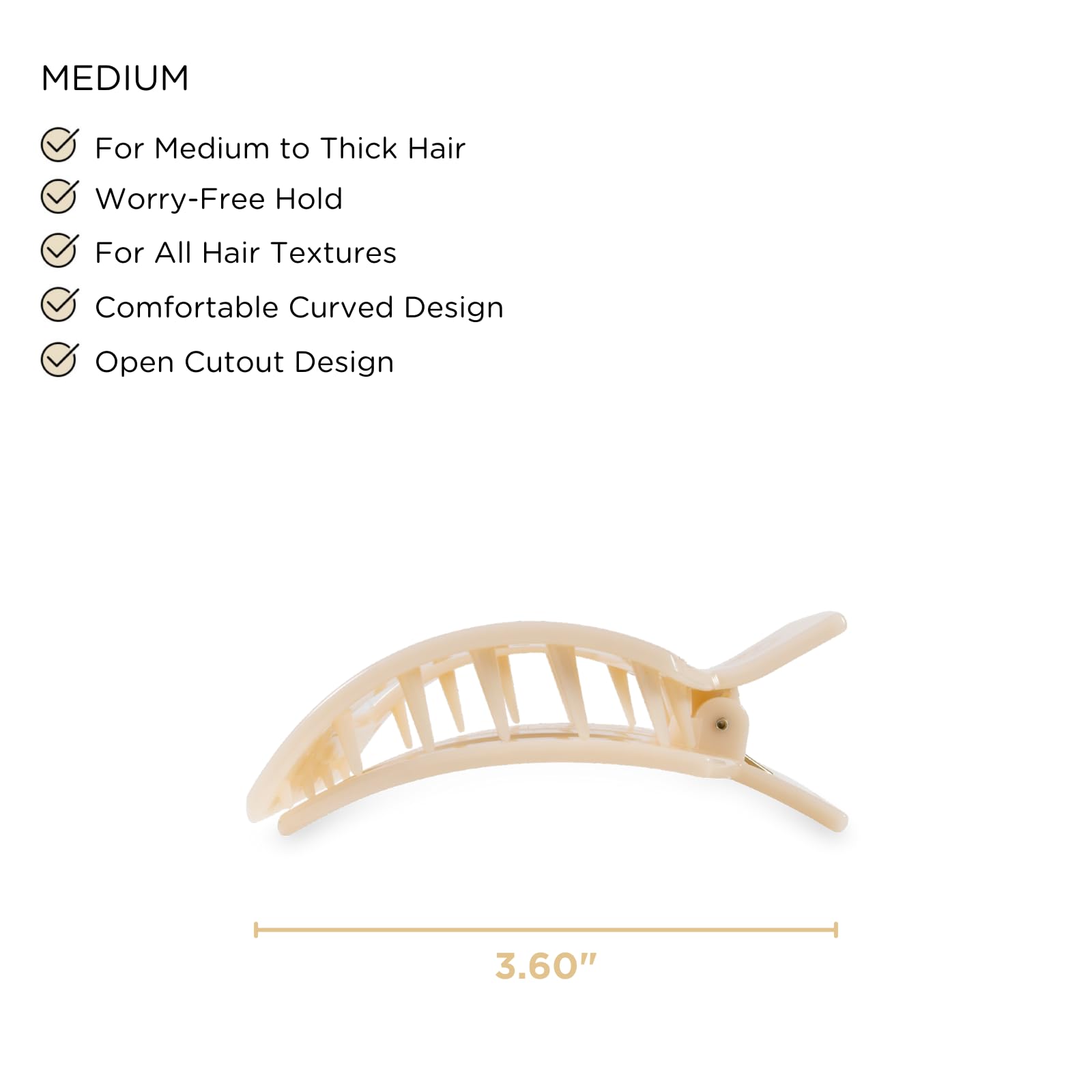 TELETIES flat square clip-strong-grip secures hair textures during activities