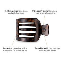 Teleties flat square clip delivering strong grip across hair textures