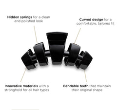 Teleties hidden-springs detail clip—clean, polished look without snagging.