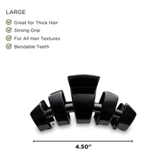 Teleties Large Hair Clip grip close-up highlights bendable teeth for durable support.