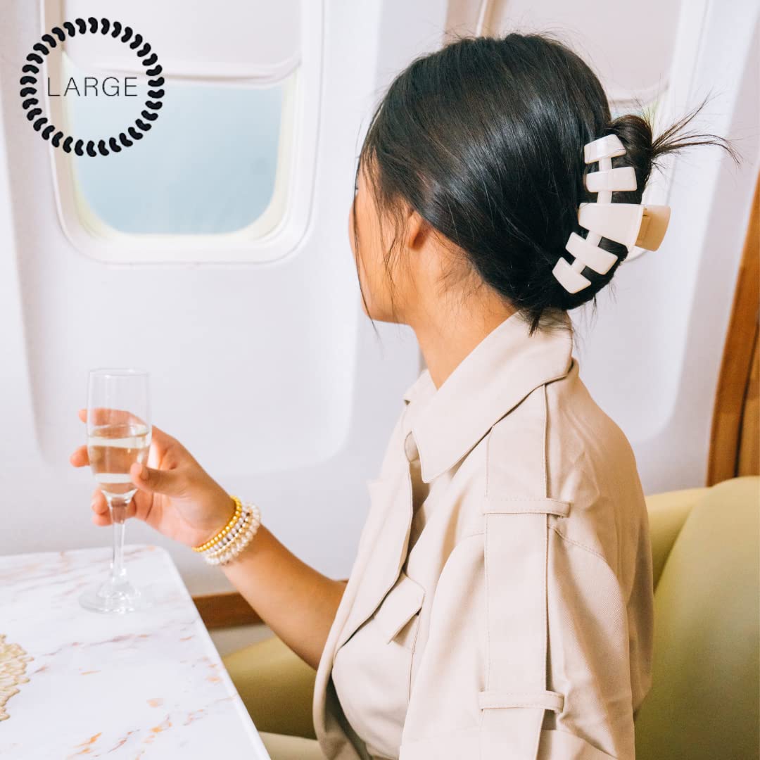 Teleties Large Hair Clip in use with thick hair for strong grip.