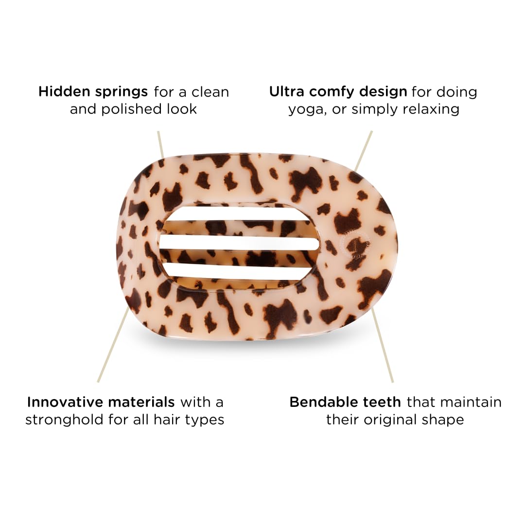 Teleties large flat round clip driving comfort keeps hair in place.