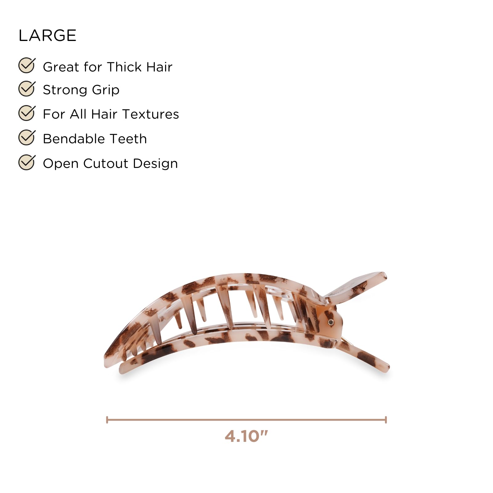 Teleties large flat square clip on thick hair demonstrating strong no-slip hold