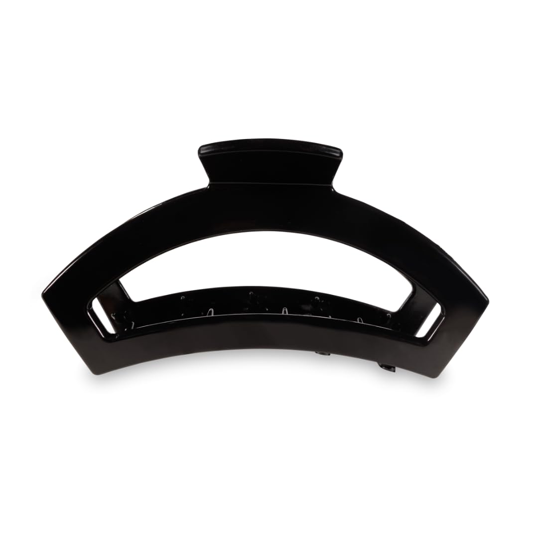 Teleties large open claw clip jet black closeup showing strong grip.