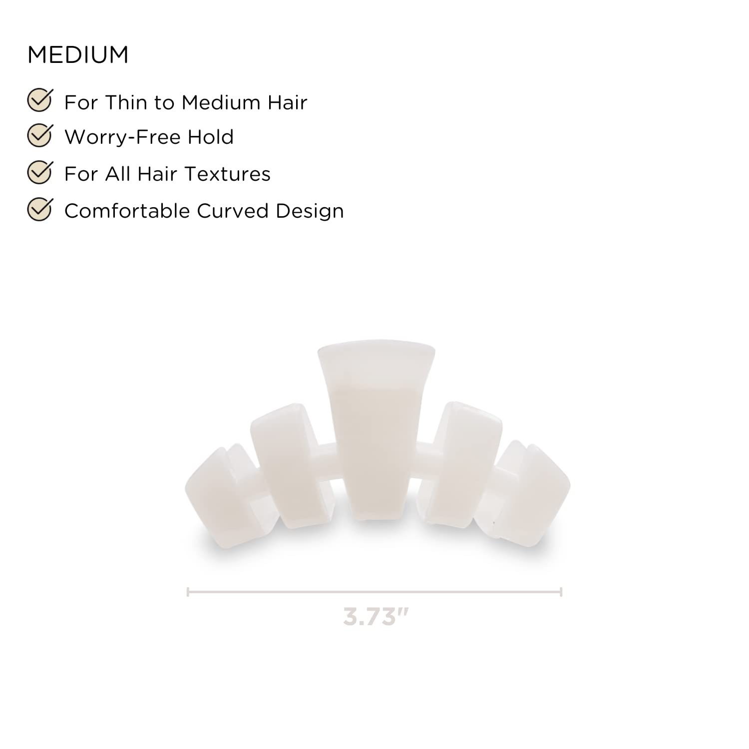Teleties medium hair clip open teeth highlights bendable teeth for durable, shape-retaining performance.