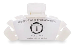 Teleties medium hair clip side view demonstrates a secure, comfortable hold for updos.