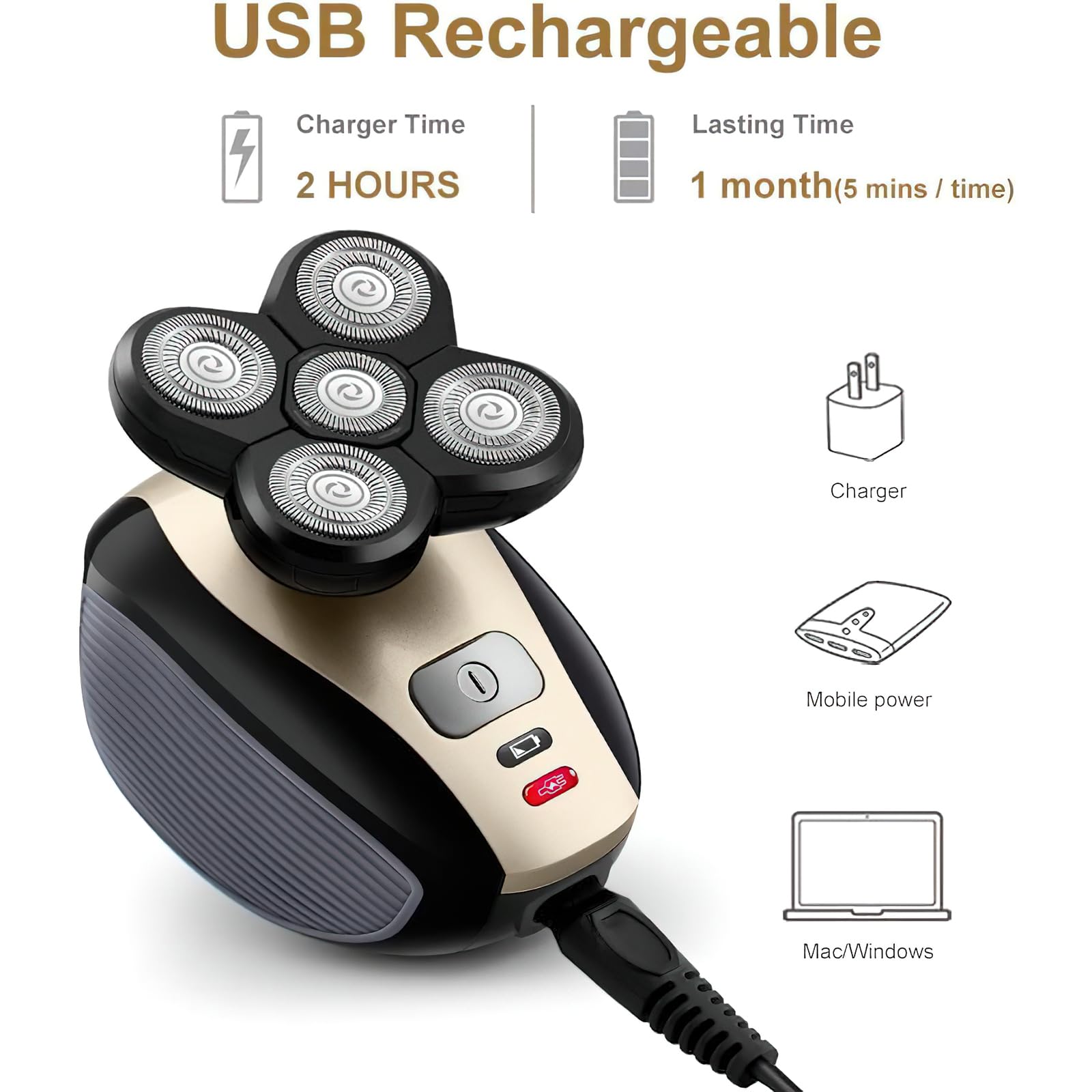 Telfun bald shaver shown in shower use