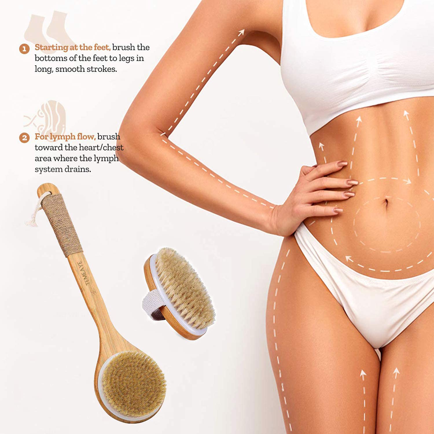 TEMEAYE oval handheld brush with ergonomic grip for gentle exfoliation