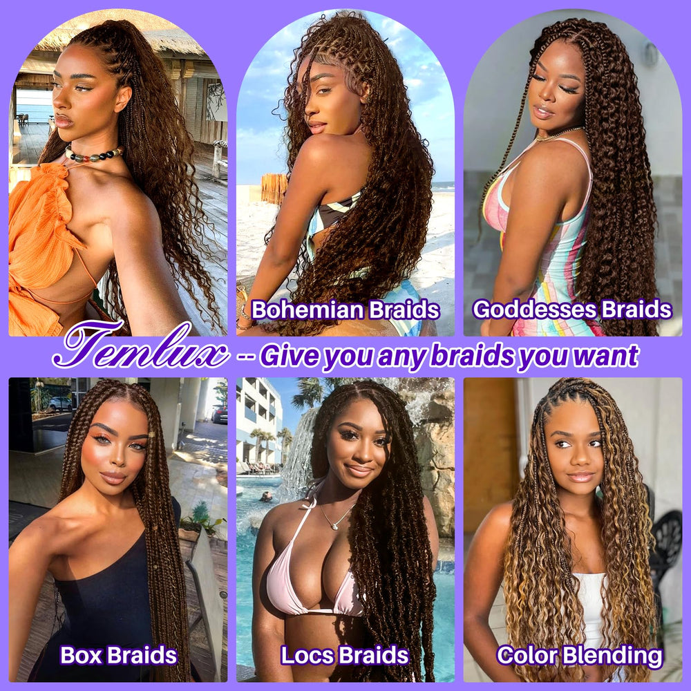 Temlux weftless bundles for easy knotless braids customization.