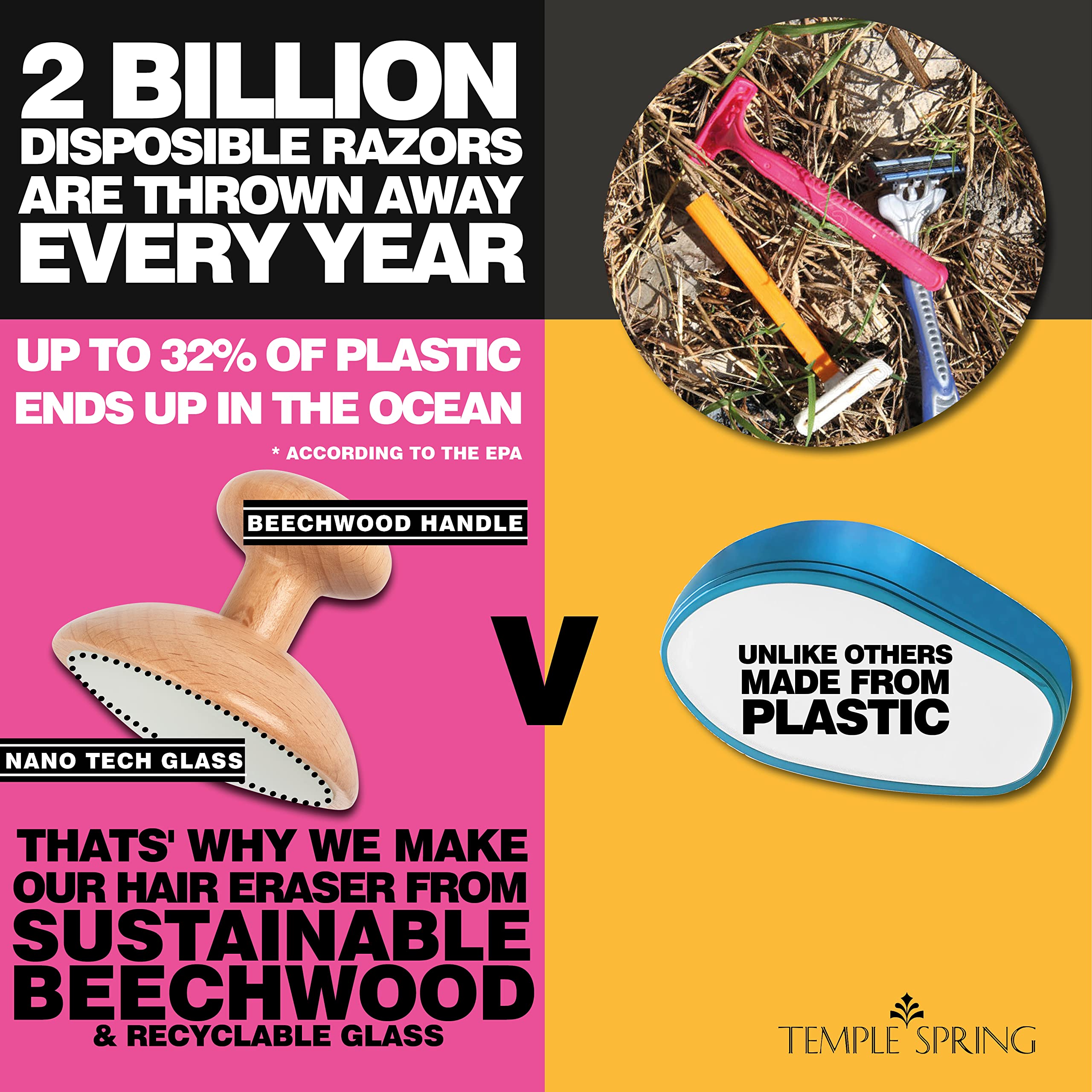Temple Spring Beechwood exfoliating remover highlights sustainable, plastic-free design for daily self-care.