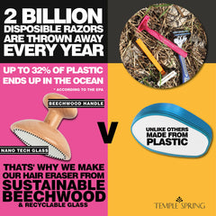 Temple Spring Beechwood exfoliating remover highlights sustainable, plastic-free design for daily self-care.